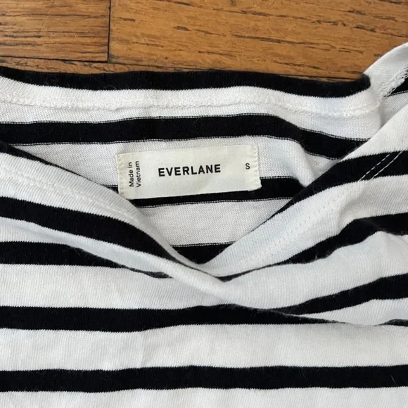 Everlane The Mariner Oversized Tee - Black & Bone Stripe - Size Small - Picture 4 of 9